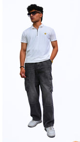 Men's Imported white Textured old money style polo shirt